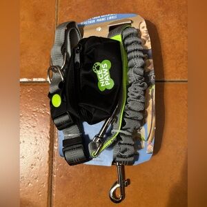 Dog hands free leash & waist belt set. Bungie leash design waist belt pouch NEW